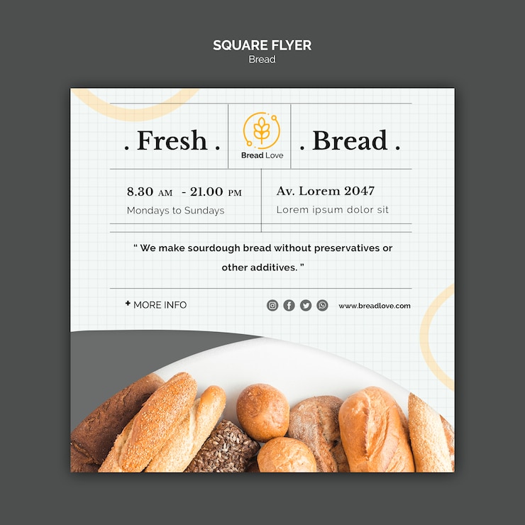 PSD gratuit modèle de flyer avec du pain