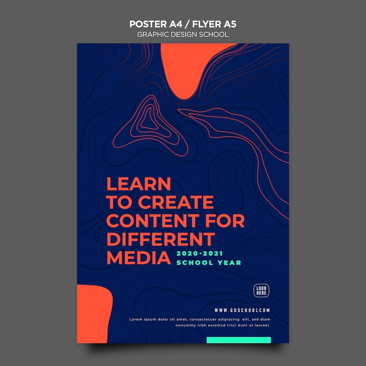 PSD gratuit modèle de flyer école de design graphique