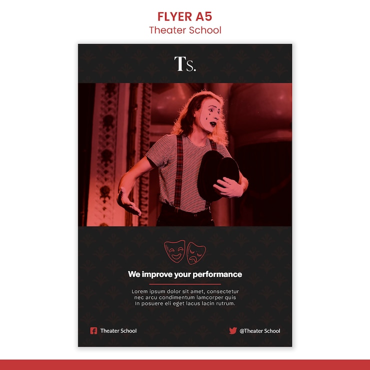 PSD gratuit modèle de flyer école de théâtre
