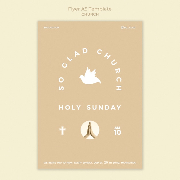 PSD gratuit modèle de flyer d'église monochromatique