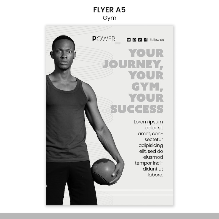 PSD gratuit modèle de flyer d'entraînement de gym minimal