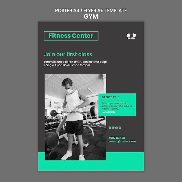 PSD gratuit modèle de flyer d'entraînement de gym