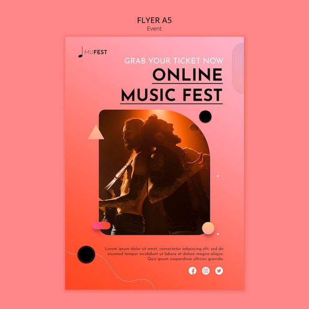 Modèle de flyer d'événement musical