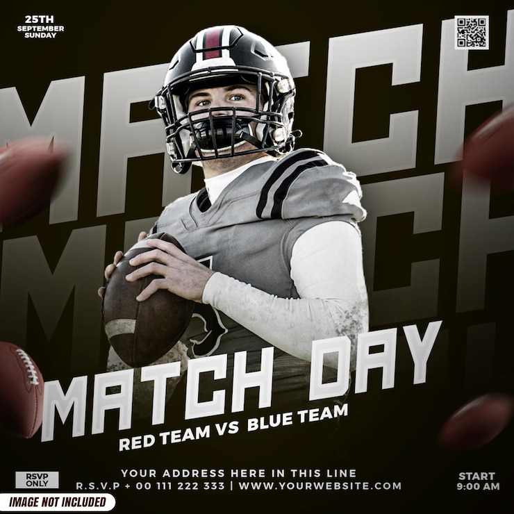 PSD gratuit modèle de flyer de l'événement sportif du jour du match de football américain