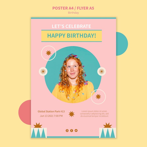 PSD gratuit modèle de flyer de fête d'anniversaire