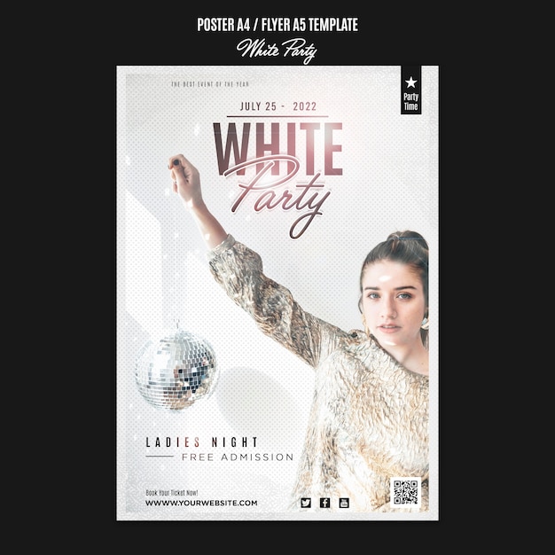 PSD gratuit modèle de flyer de fête blanche