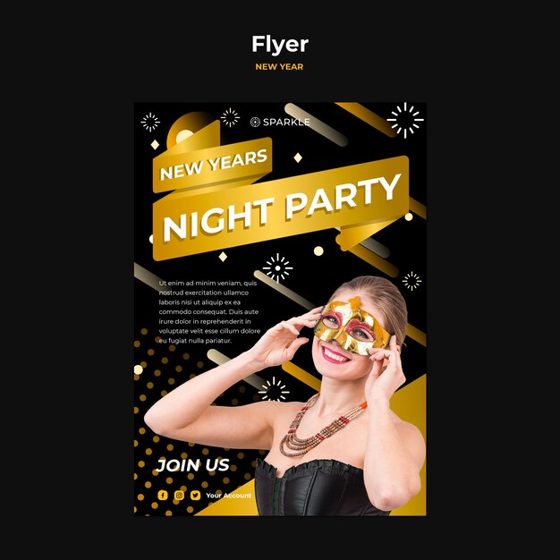 Modèle de flyer de fête du nouvel an