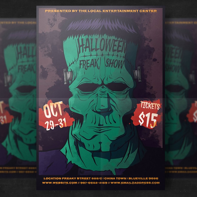 PSD gratuit modèle de flyer de fête halloween zombie