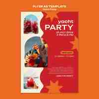 PSD gratuit modèle de flyer de fête de yacht design plat