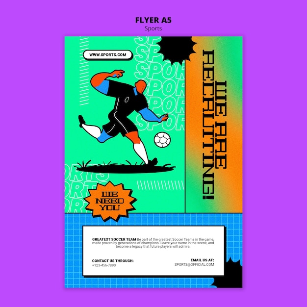 PSD gratuit modèle de flyer de football illustration vibrante