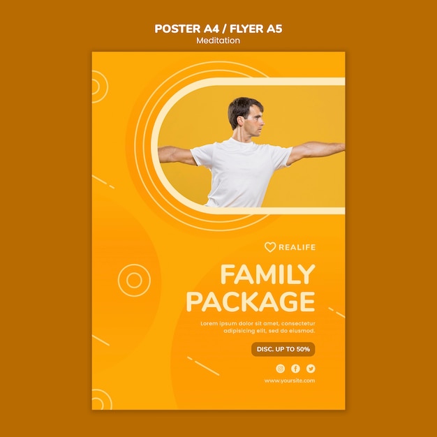 PSD gratuit modèle de flyer de forfait famille de méditation