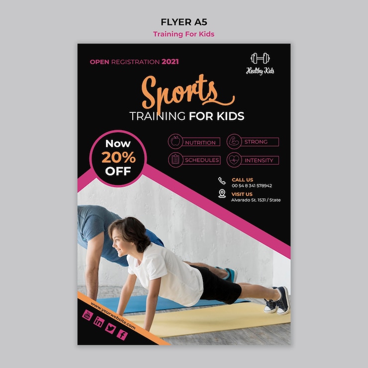 PSD gratuit modèle de flyer de formation pour les enfants