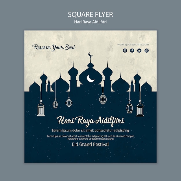 PSD gratuit modèle de flyer de hari raya aldilfitri