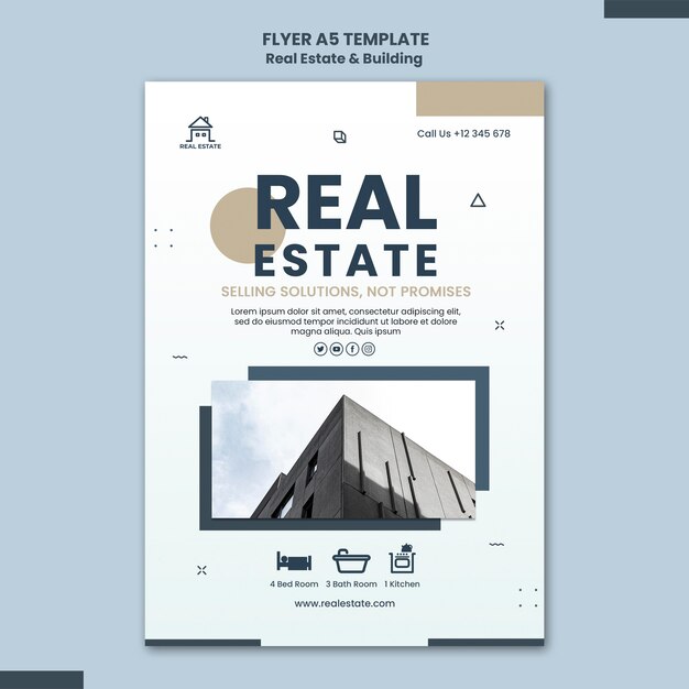 Modèle de flyer immobilier et bâtiment