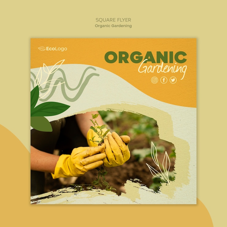 PSD gratuit modèle de flyer de jardinage biologique avec photo