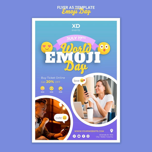 PSD gratuit modèle de flyer de jour emoji