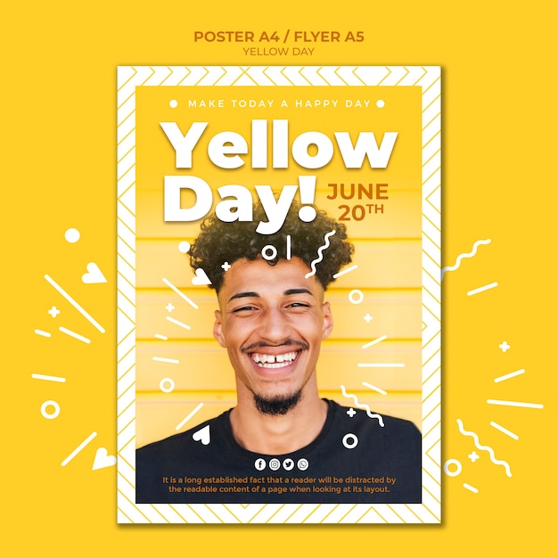 PSD gratuit modèle de flyer de jour jaune