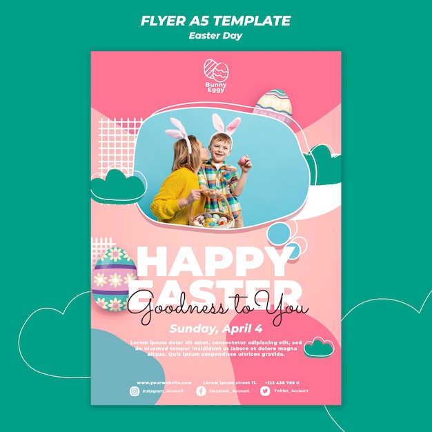 PSD gratuit modèle de flyer de jour de pâques