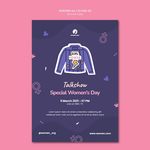 PSD gratuit modèle de flyer de la journée de la femme illustré