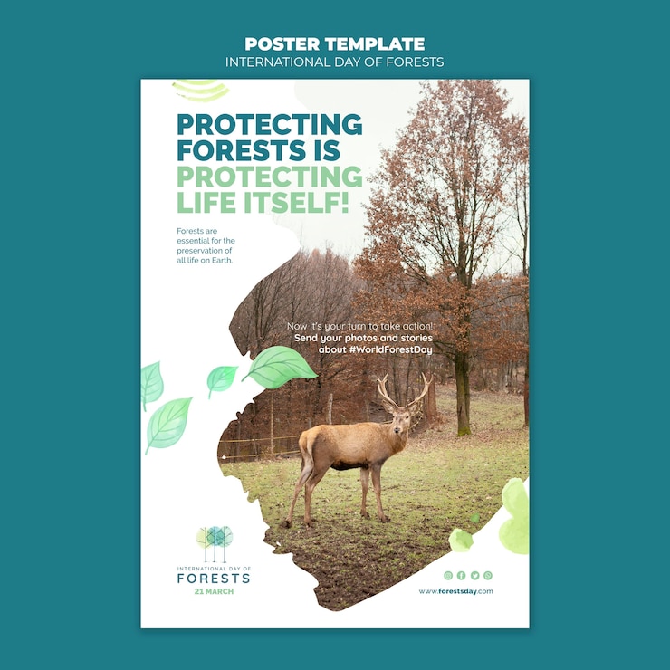 PSD gratuit modèle de flyer de la journée des forêts créatives avec photo