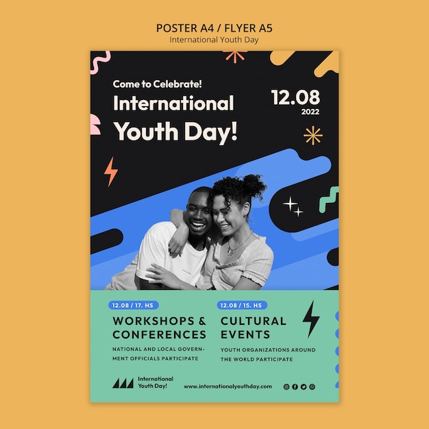 PSD gratuit modèle de flyer de la journée internationale de la jeunesse