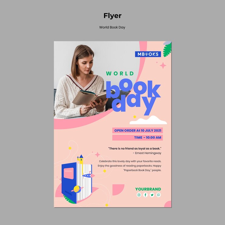 PSD gratuit modèle de flyer de la journée mondiale du livre