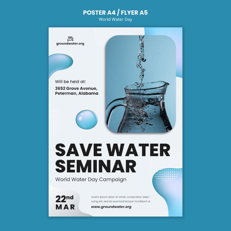 PSD gratuit modèle de flyer de la journée mondiale de l'eau