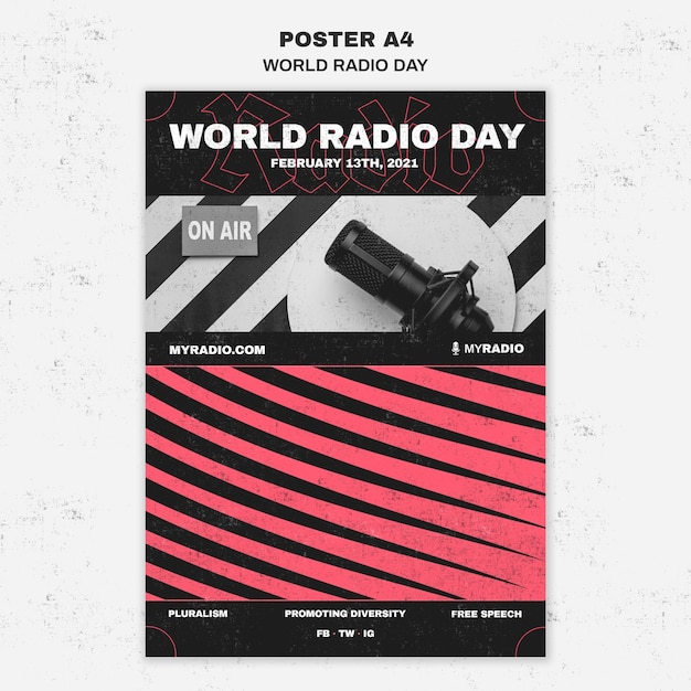 PSD gratuit modèle de flyer de la journée mondiale de la radio