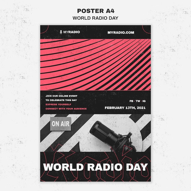 PSD gratuit modèle de flyer de la journée mondiale de la radio