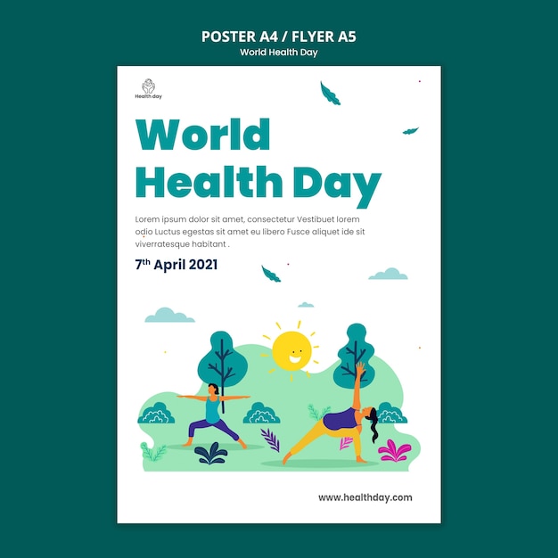 Modèle de flyer de la journée mondiale de la santé illustré