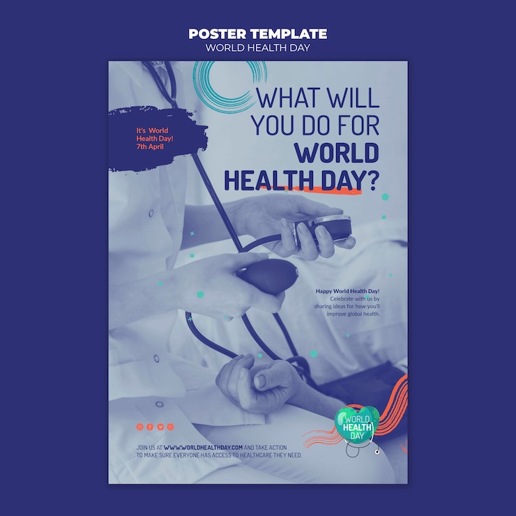 PSD gratuit modèle de flyer de la journée mondiale de la santé avec photo