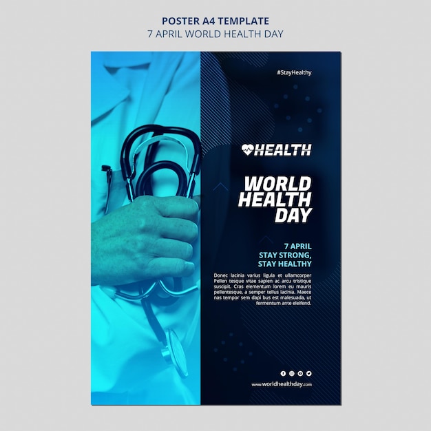 PSD gratuit modèle de flyer de la journée mondiale de la santé avec photo