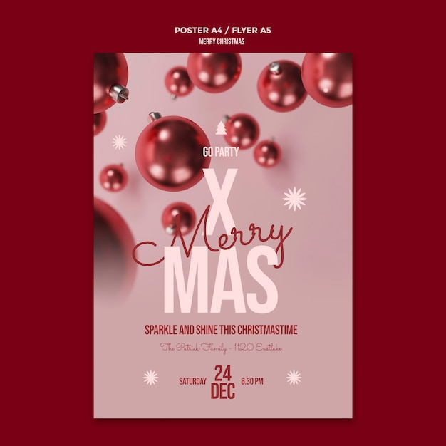 PSD gratuit modèle de flyer joyeux noël