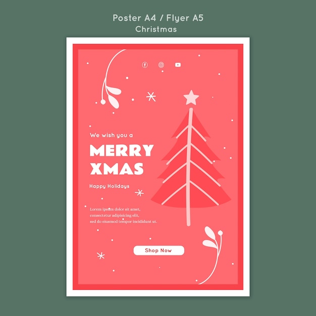 PSD gratuit modèle de flyer joyeux noël