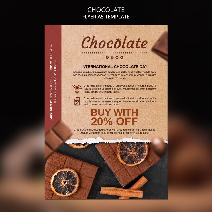 PSD gratuit modèle de flyer de magasin de chocolat