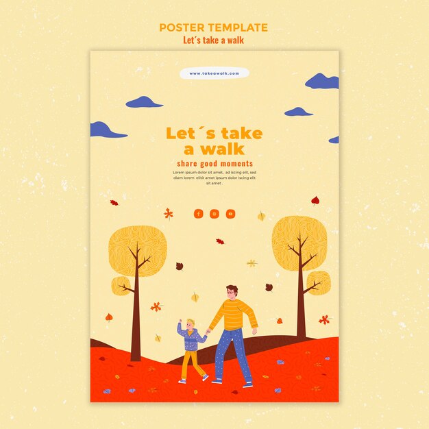 Modèle de flyer marche dans la nature