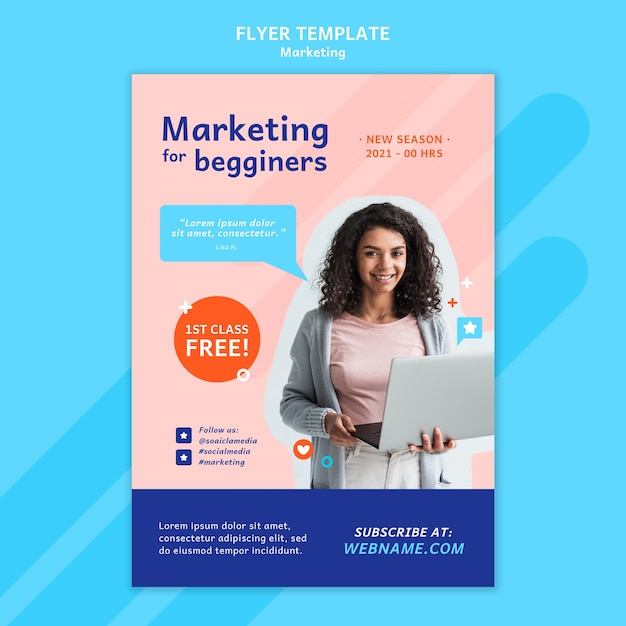 PSD gratuit modèle de flyer marketing avec photo