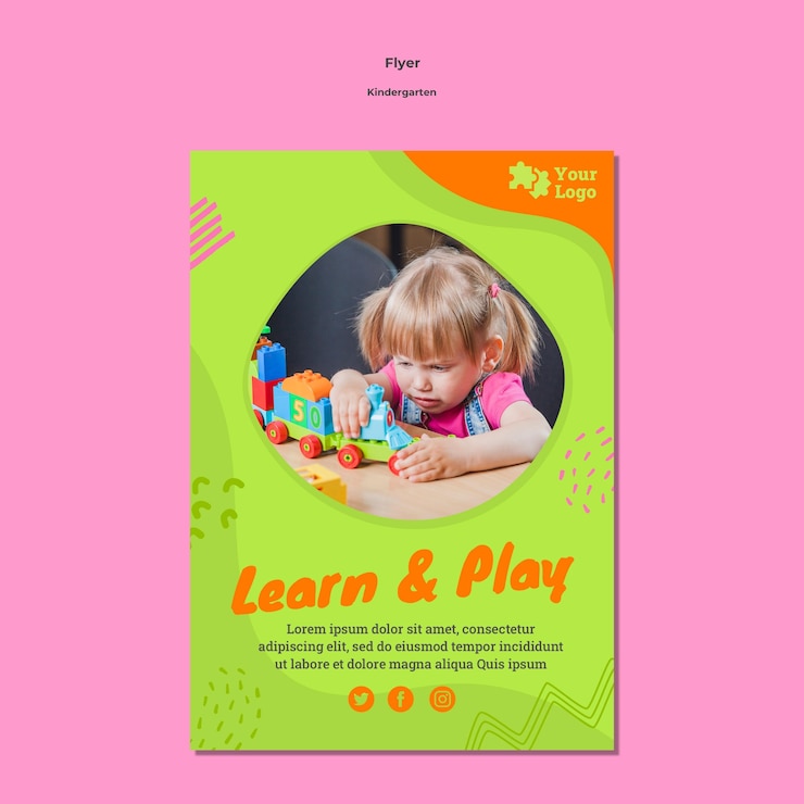 PSD gratuit modèle de flyer de maternelle avec photo