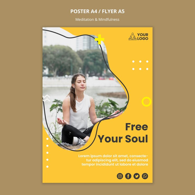 PSD gratuit modèle de flyer de méditation et de pleine conscience