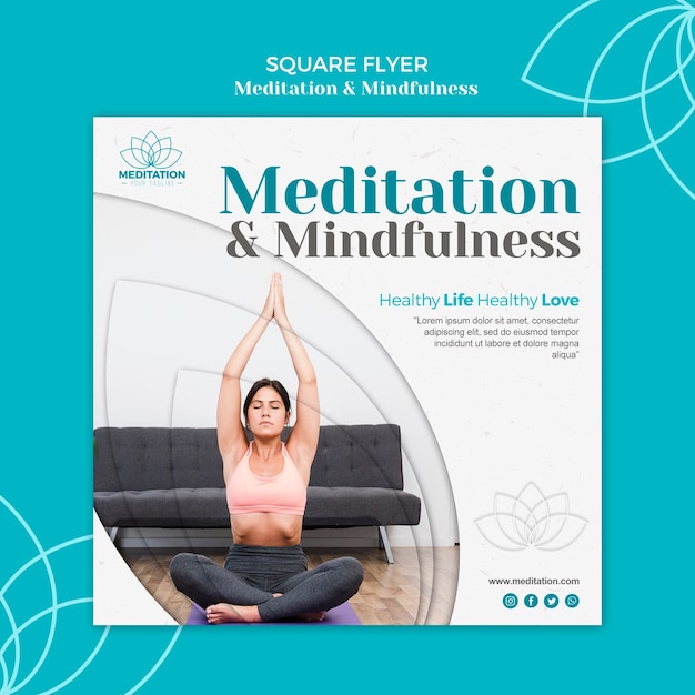 PSD gratuit modèle de flyer de méditation