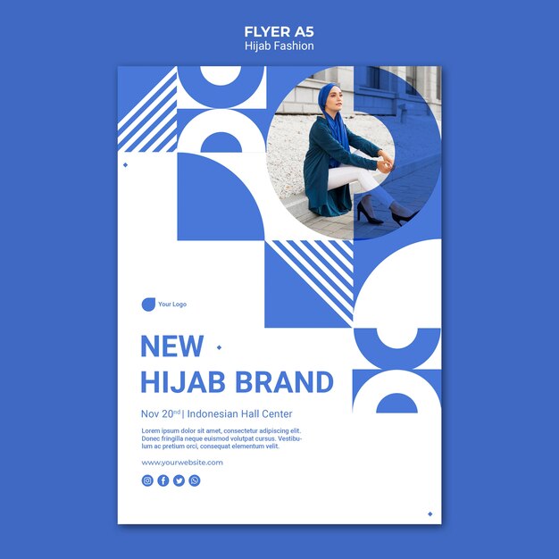 Modèle de flyer de mode hijab avec photo