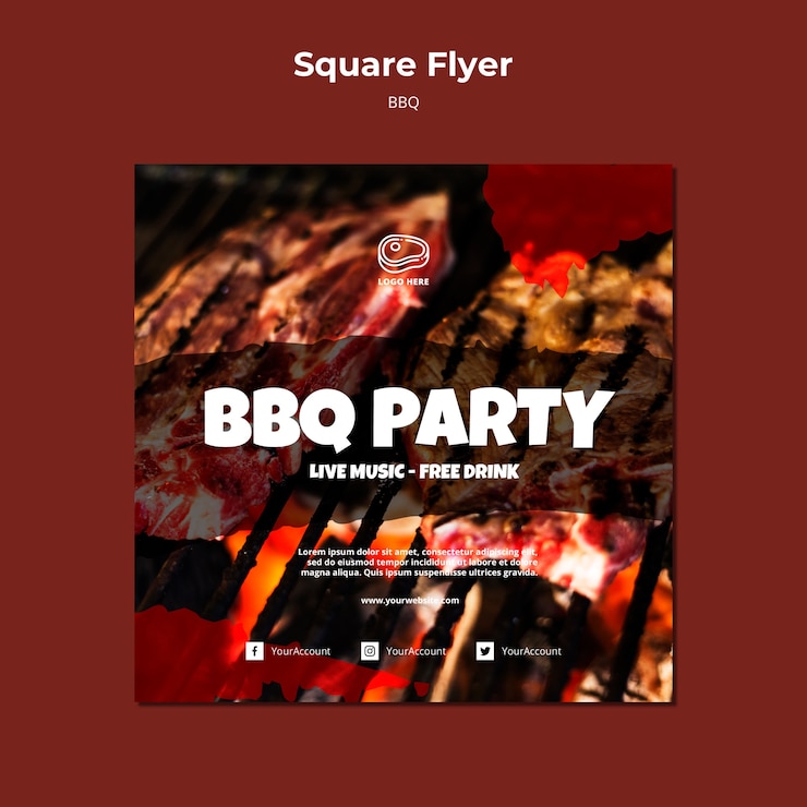 PSD gratuit modèle de flyer avec modèle de barbecue