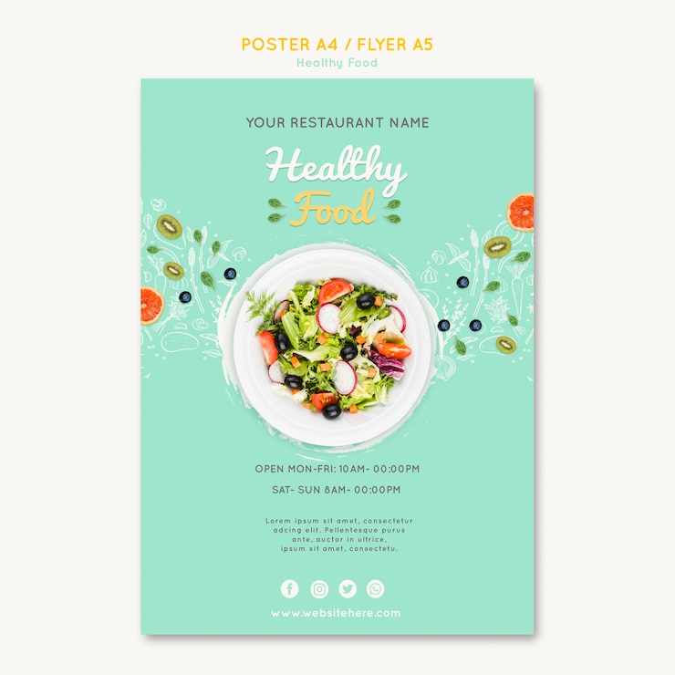 PSD gratuit modèle de flyer de nourriture saine