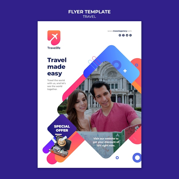 Modèle de flyer d'offre de voyage