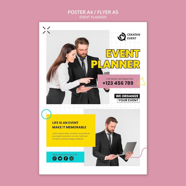 PSD gratuit modèle de flyer de planificateur d'événement