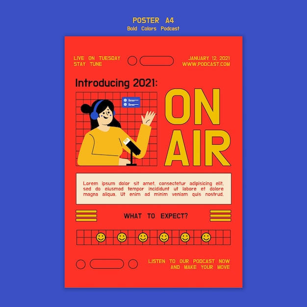 Modèle De Flyer De Podcast Illustré Créatif