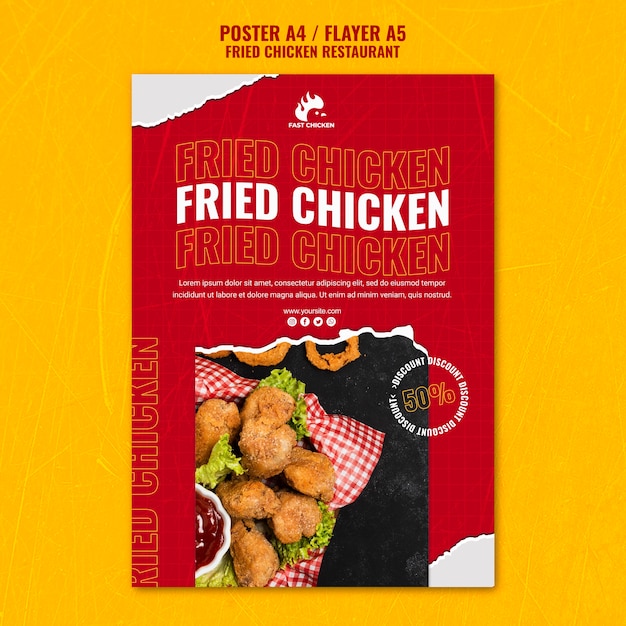 PSD gratuit modèle de flyer de poulet frit savoureux