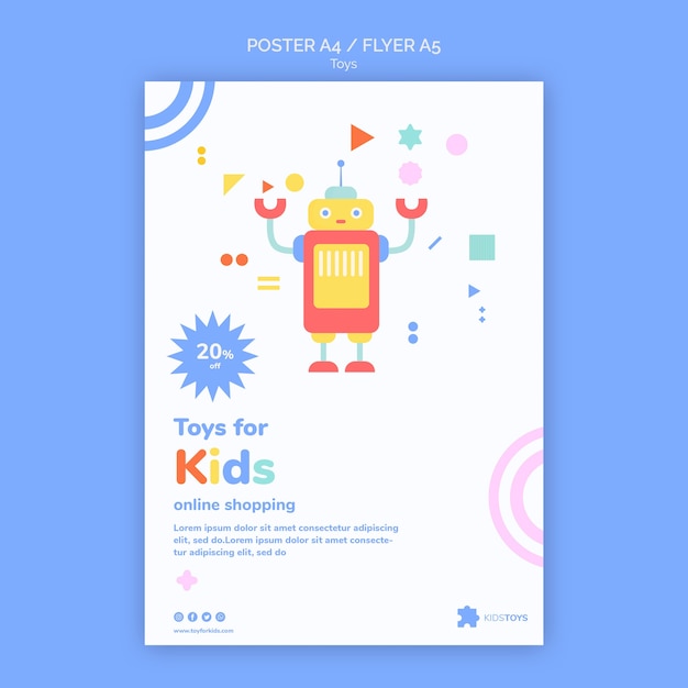 PSD gratuit modèle de flyer pour les achats en ligne de jouets pour enfants