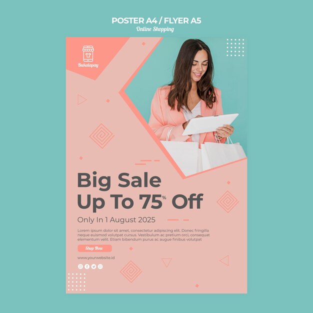 Modèle de Flyer pour les achats en ligne avec vente