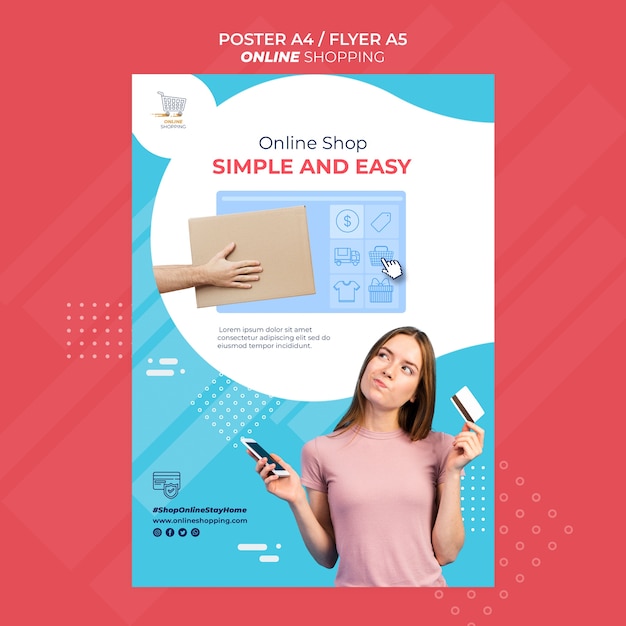 PSD gratuit modèle de flyer pour les achats en ligne